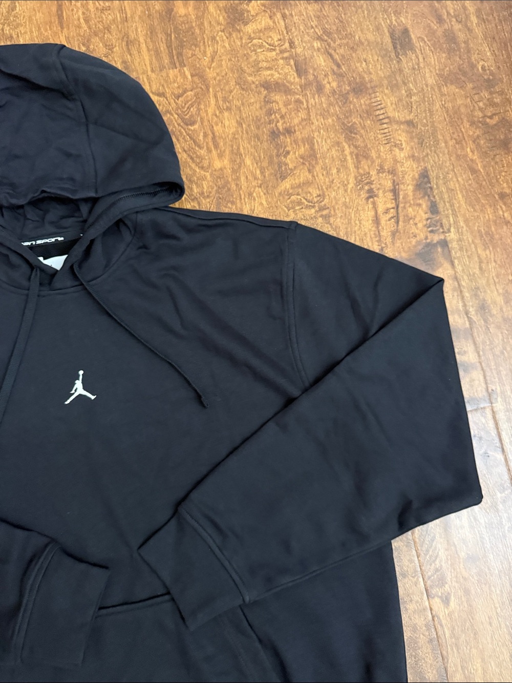 Jordan Sports Black Pullover Hoodie with White Jumpman - Picture 4 of 11